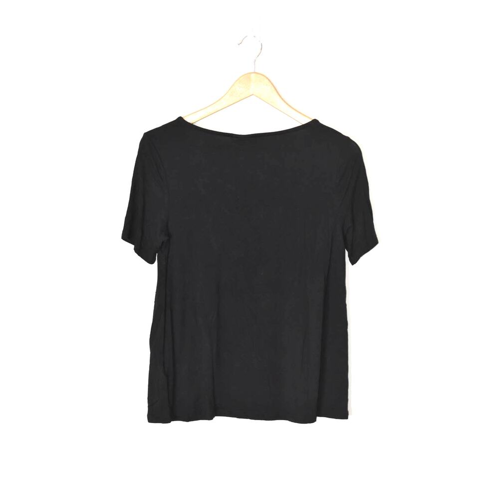 Topshop Black Short Sleeve Strappy Neckline Size 6 - Picture 2 of 4